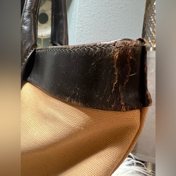 GUCCI Web Sherry Line Tote Bag Canvas Leather Purse- 💎Authenticated 💎 - Picture 7 of 16